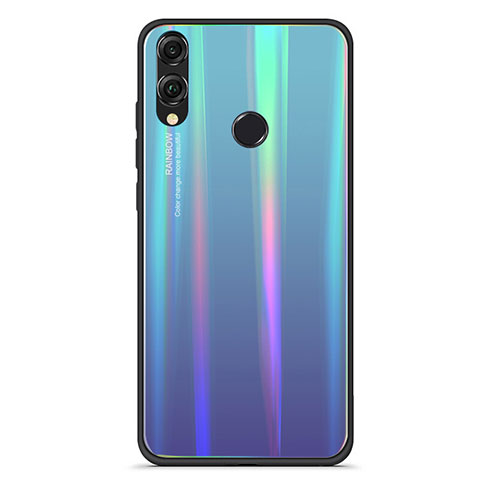Huawei Honor V10 Lite用ハイブリットバンパーケース プラスチック 鏡面 虹 グラデーション 勾配色 カバー R01 ファーウェイ ネイビー