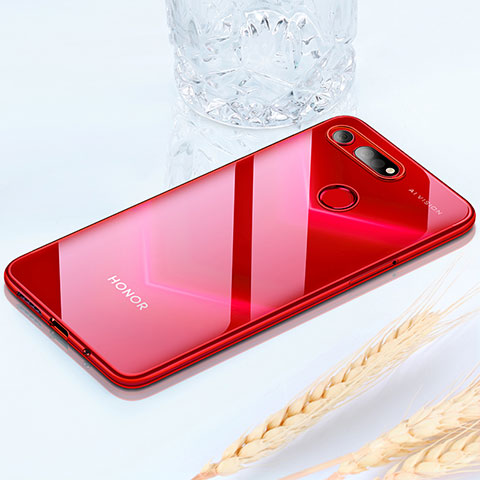 Huawei Honor V20用極薄ソフトケース シリコンケース 耐衝撃 全面保護 クリア透明 H02 ファーウェイ レッド