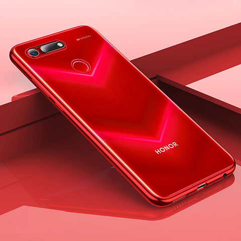 Huawei Honor V20用極薄ソフトケース シリコンケース 耐衝撃 全面保護 クリア透明 H01 ファーウェイ レッド