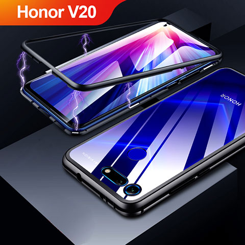 Huawei Honor V20用ケース 高級感 手触り良い アルミメタル 製の金属製 バンパー 鏡面 カバー ファーウェイ ブラック