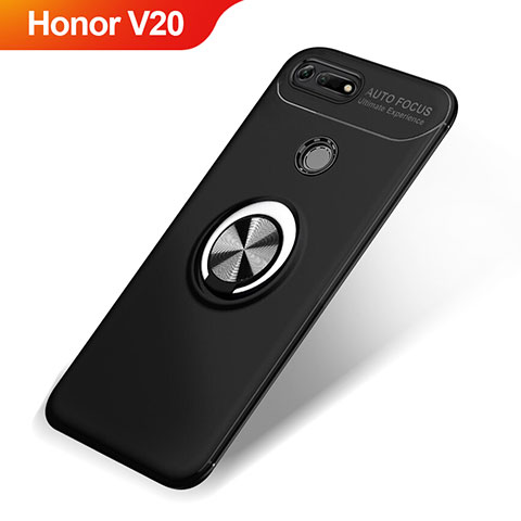 Huawei Honor V20用極薄ソフトケース シリコンケース 耐衝撃 全面保護 アンド指輪 マグネット式 バンパー A01 ファーウェイ ブラック