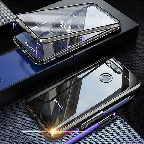 Huawei Honor V20用ケース 高級感 手触り良い アルミメタル 製の金属製 360度 フルカバーバンパー 鏡面 カバー K01 ファーウェイ ブラック