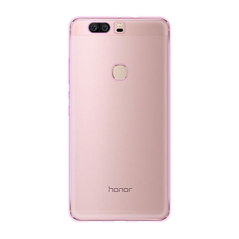 Huawei Honor V8用極薄ソフトケース シリコンケース 耐衝撃 全面保護 クリア透明 ファーウェイ ピンク