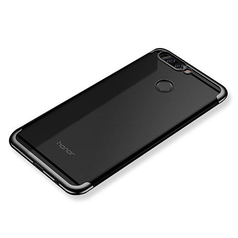 Huawei Honor V9用極薄ソフトケース シリコンケース 耐衝撃 全面保護 クリア透明 H02 ファーウェイ ブラック