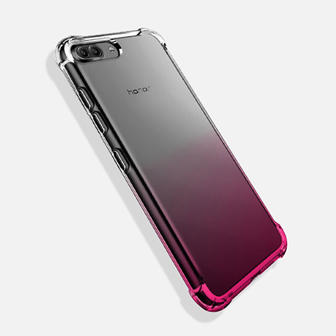 Huawei Honor View 10用極薄ソフトケース グラデーション 勾配色 クリア透明 ファーウェイ ピンク