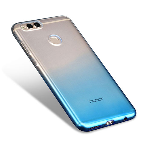 Huawei Honor View 10用極薄ソフトケース グラデーション 勾配色 クリア透明 ファーウェイ ブルー