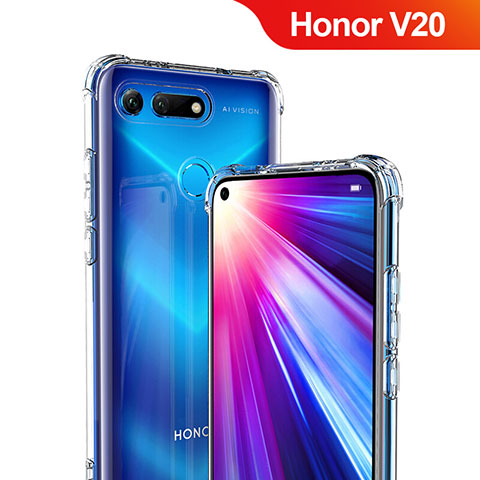 Huawei Honor View 20用極薄ソフトケース シリコンケース 耐衝撃 全面保護 クリア透明 T06 ファーウェイ クリア
