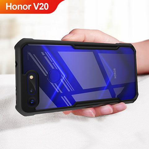 Huawei Honor View 20用シリコンケース ソフトタッチラバー 鏡面 ファーウェイ ブラック