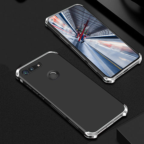 Huawei Honor View 20用ケース 高級感 手触り良い メタル兼プラスチック バンパー M01 ファーウェイ シルバー