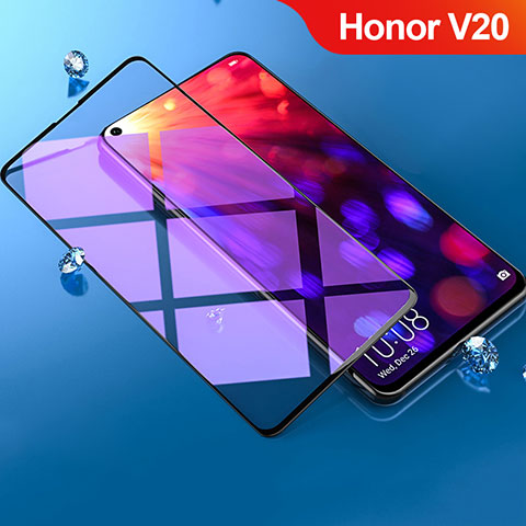 Huawei Honor View 20用強化ガラス フル液晶保護フィルム アンチグレア ブルーライト F02 ファーウェイ ブラック