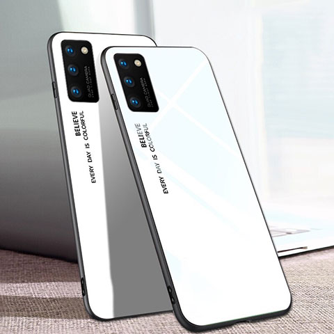 Huawei Honor View 30 Pro 5G用ハイブリットバンパーケース プラスチック 鏡面 虹 グラデーション 勾配色 カバー ファーウェイ ホワイト