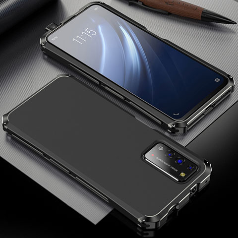 Huawei Honor X10 5G用ケース 高級感 手触り良い アルミメタル 製の金属製 カバー T02 ファーウェイ ブラック