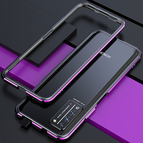 Huawei Honor X10 5G用ケース 高級感 手触り良い アルミメタル 製の金属製 バンパー カバー T01 ファーウェイ パープル・ブラック