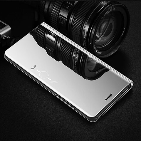 Huawei Honor X10 5G用手帳型 レザーケース スタンド 鏡面 カバー L02 ファーウェイ シルバー