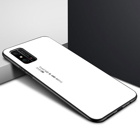 Huawei Honor X10 Max 5G用ハイブリットバンパーケース プラスチック 鏡面 虹 グラデーション 勾配色 カバー ファーウェイ ホワイト