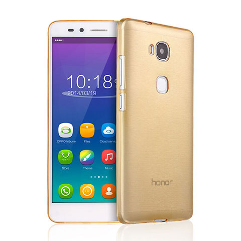 Huawei Honor X5用極薄ソフトケース シリコンケース 耐衝撃 全面保護 クリア透明 ファーウェイ ゴールド