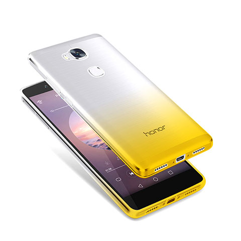Huawei Honor X5用極薄ソフトケース グラデーション 勾配色 クリア透明 ファーウェイ イエロー