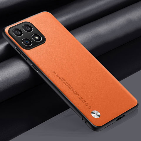 Huawei Honor X6a用ケース 高級感 手触り良いレザー柄 S02 ファーウェイ オレンジ