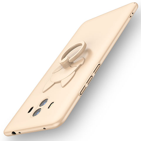 Huawei Mate 10用ハードケース プラスチック 質感もマット アンド指輪 A01 ファーウェイ ゴールド