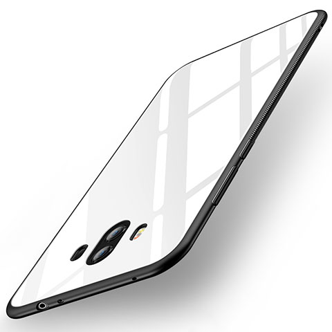 Huawei Mate 10用ハイブリットバンパーケース プラスチック 鏡面 カバー ファーウェイ ホワイト