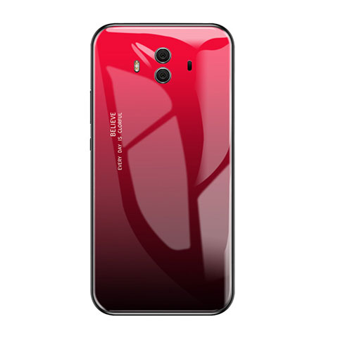 Huawei Mate 10用ハイブリットバンパーケース プラスチック 鏡面 虹 グラデーション 勾配色 カバー ファーウェイ レッド