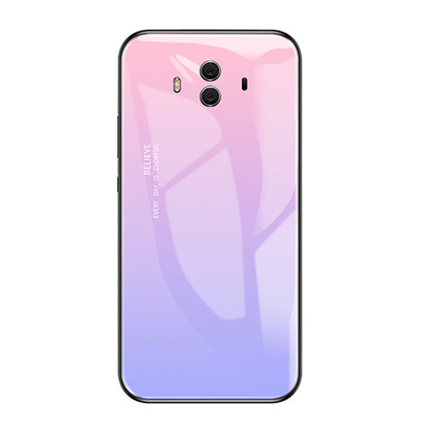 Huawei Mate 10用ハイブリットバンパーケース プラスチック 鏡面 虹 グラデーション 勾配色 カバー ファーウェイ パープル