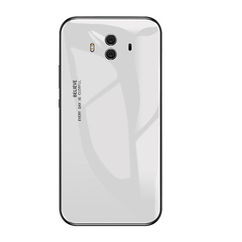 Huawei Mate 10用ハイブリットバンパーケース プラスチック 鏡面 虹 グラデーション 勾配色 カバー ファーウェイ ホワイト