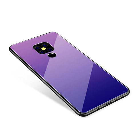 Huawei Mate 20用ハイブリットバンパーケース プラスチック 鏡面 虹 グラデーション 勾配色 カバー ファーウェイ パープル