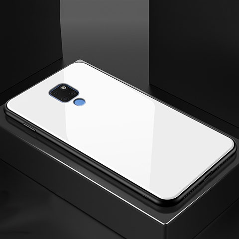 Huawei Mate 20用ハイブリットバンパーケース クリア透明 プラスチック 鏡面 カバー M01 ファーウェイ ホワイト