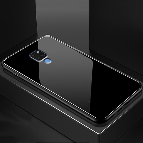 Huawei Mate 20用ハイブリットバンパーケース クリア透明 プラスチック 鏡面 カバー M01 ファーウェイ ブラック