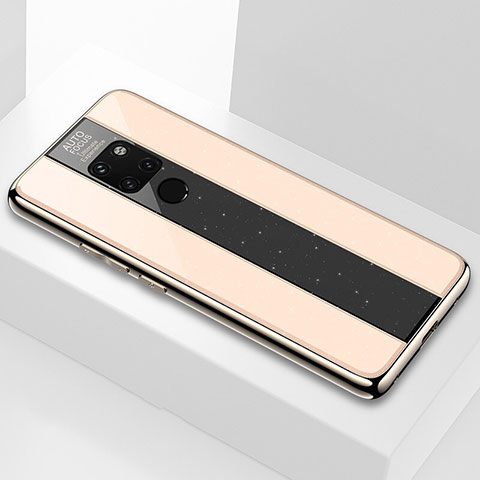 Huawei Mate 20用ハイブリットバンパーケース クリア透明 プラスチック 鏡面 カバー Q04 ファーウェイ ゴールド