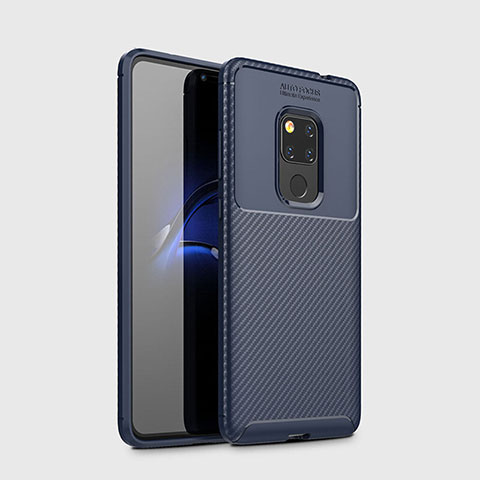 Huawei Mate 20用シリコンケース ソフトタッチラバー ツイル カバー S03 ファーウェイ ネイビー