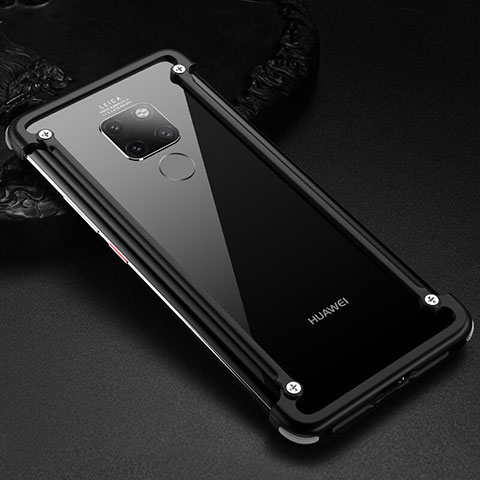 Huawei Mate 20用ケース 高級感 手触り良い アルミメタル 製の金属製 バンパー カバー ファーウェイ ブラック