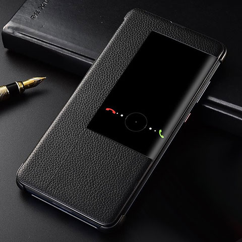 Huawei Mate 20用手帳型 レザーケース スタンド カバー T04 ファーウェイ ブラック