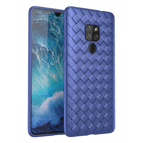 Huawei Mate 20用シリコンケース ソフトタッチラバー レザー柄 カバー H03 ファーウェイ ネイビー