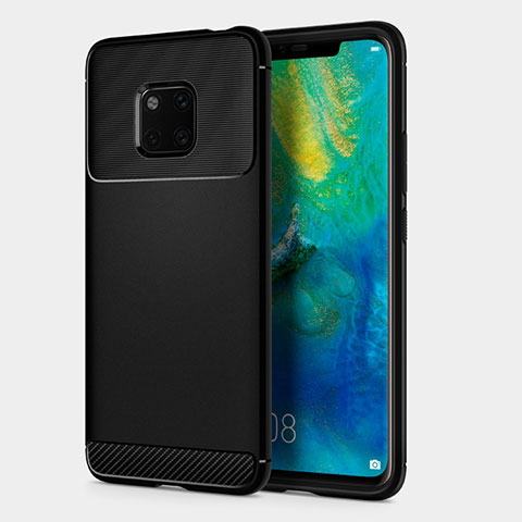 Huawei Mate 20 Pro用シリコンケース ソフトタッチラバー ツイル R01 ファーウェイ ブラック