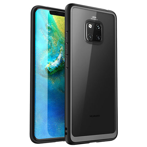 Huawei Mate 20 Pro用ハイブリットバンパーケース クリア透明 プラスチック 鏡面 カバー M01 ファーウェイ ブラック