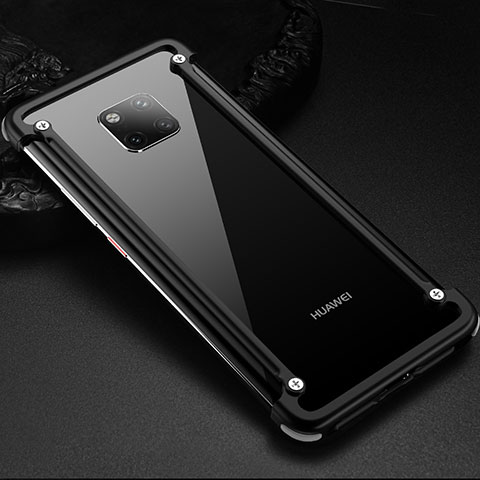 Huawei Mate 20 Pro用ケース 高級感 手触り良い アルミメタル 製の金属製 バンパー カバー ファーウェイ ブラック