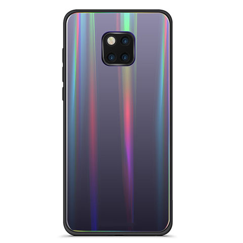 Huawei Mate 20 Pro用ハイブリットバンパーケース プラスチック 鏡面 虹 グラデーション 勾配色 カバー M02 ファーウェイ ブラック
