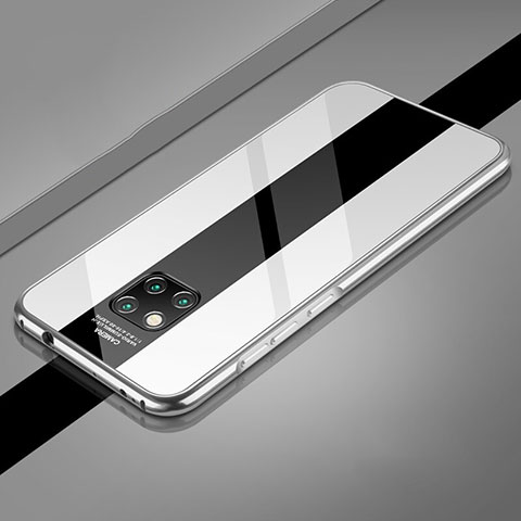 Huawei Mate 20 Pro用ケース 高級感 手触り良い アルミメタル 製の金属製 360度 フルカバーバンパー 鏡面 カバー T16 ファーウェイ ホワイト