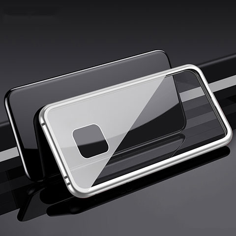 Huawei Mate 20 Pro用ケース 高級感 手触り良い アルミメタル 製の金属製 360度 フルカバーバンパー 鏡面 カバー T08 ファーウェイ シルバー