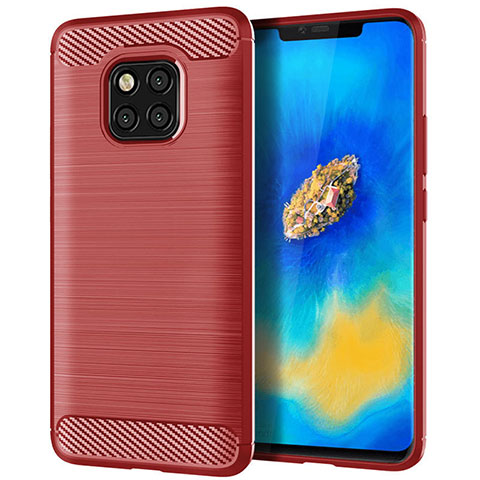 Huawei Mate 20 Pro用シリコンケース ソフトタッチラバー ライン カバー C02 ファーウェイ レッド