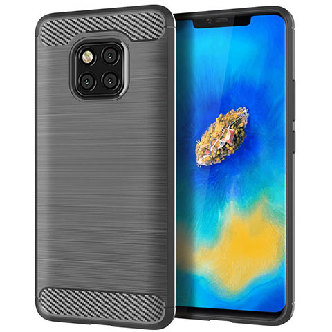 Huawei Mate 20 Pro用シリコンケース ソフトタッチラバー ライン カバー C02 ファーウェイ グレー