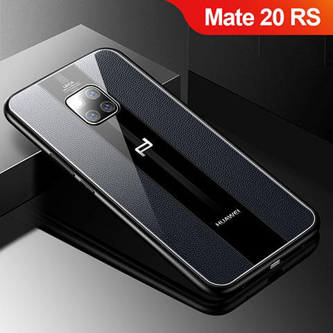Huawei Mate 20 RS用シリコンケース ソフトタッチラバー レザー柄 S01 ファーウェイ ブラック