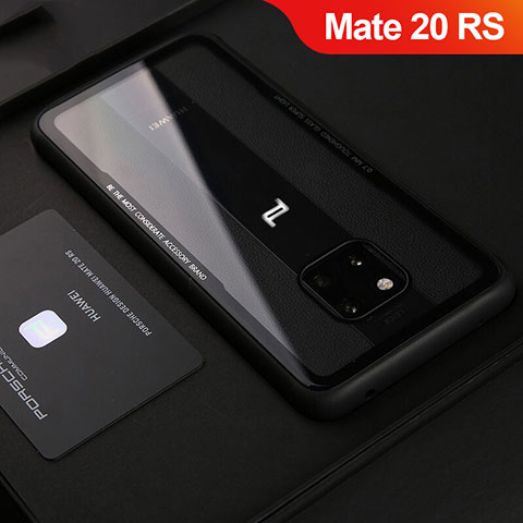 Huawei Mate 20 RS用シリコンケース ソフトタッチラバー レザー柄 S02 ファーウェイ ブラック