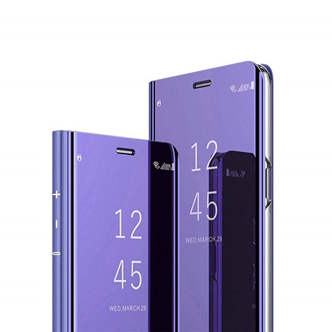 Huawei Mate 20 X 5G用手帳型 レザーケース スタンド 鏡面 カバー M02 ファーウェイ パープル