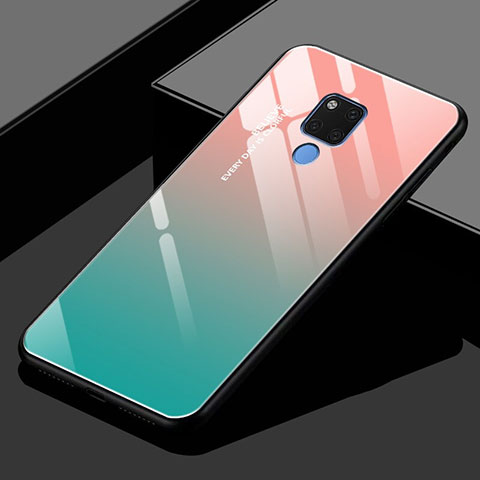 Huawei Mate 20 X 5G用ハイブリットバンパーケース プラスチック 鏡面 虹 グラデーション 勾配色 カバー H02 ファーウェイ ピンク