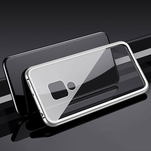 Huawei Mate 20 X 5G用ケース 高級感 手触り良い アルミメタル 製の金属製 360度 フルカバーバンパー 鏡面 カバー T04 ファーウェイ シルバー