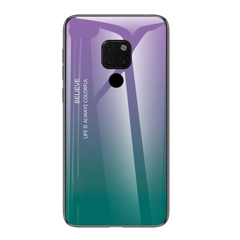 Huawei Mate 20 X 5G用ハイブリットバンパーケース プラスチック 鏡面 虹 グラデーション 勾配色 カバー H01 ファーウェイ パープル