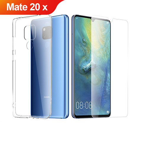 Huawei Mate 20 X用極薄ソフトケース シリコンケース 耐衝撃 全面保護 クリア透明 アンド液晶保護フィルム ファーウェイ クリア